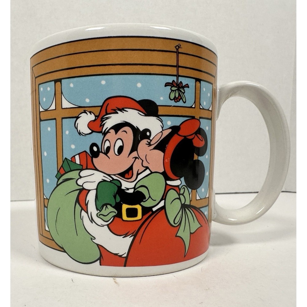 VTG Walt Disney Mickey Minnie Mouse Christmas Coffee Mug Applause 1988